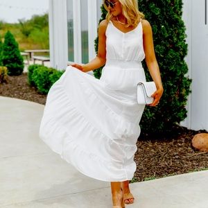 White Spaghetti Strap Maxi Dress
